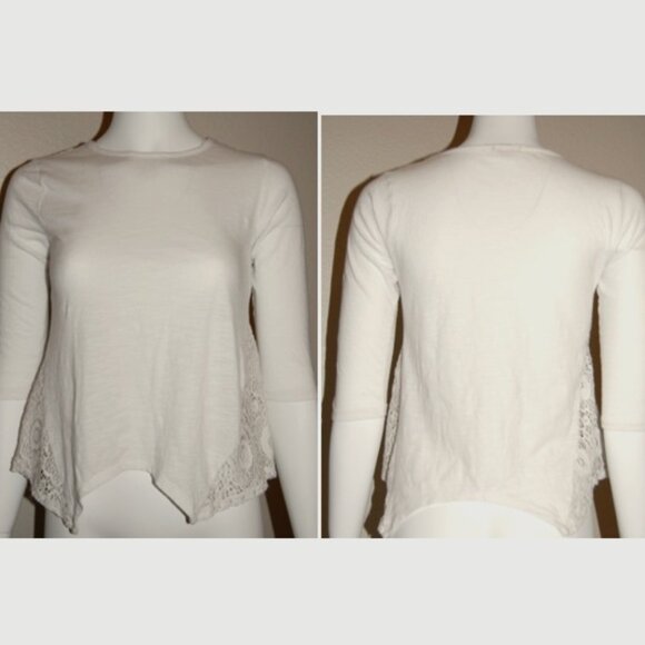 Me.n.u Girls, Juniors Size L (Bust: 33") Shirt, 3/4 Sleeve, Crochet Details - Picture 6 of 8